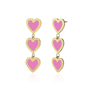 Ohrringe hängende Herzen rosa Ohrringe hängende Herzen rosa