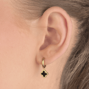 Ohrringe Kleeblatt Gold/schwarz Ohrringe Kleeblatt Gold/schwarz