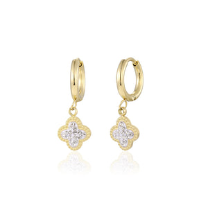 Ohrringe Kleeblatt mit Strass Gold Ohrringe Kleeblatt mit Strass Gold