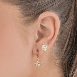 Ohrringe Kleeblatt mit Strass Gold Ohrringe Kleeblatt mit Strass Gold