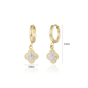 Ohrringe Kleeblatt mit Strass Gold Ohrringe Kleeblatt mit Strass Gold