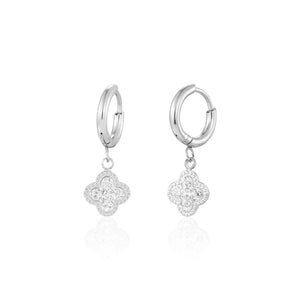 Ohrringe Kleeblatt mit Strass Silber Ohrringe Kleeblatt mit Strass Silber