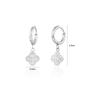 Ohrringe Kleeblatt mit Strass Silber Ohrringe Kleeblatt mit Strass Silber