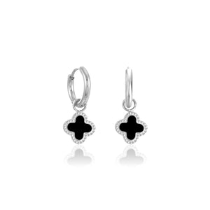 Ohrringe Kleeblatt Silber/schwarz Ohrringe Kleeblatt Silber/schwarz