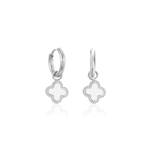 Ohrringe Kleeblatt Silber/weiß Ohrringe Kleeblatt Silber/weiß