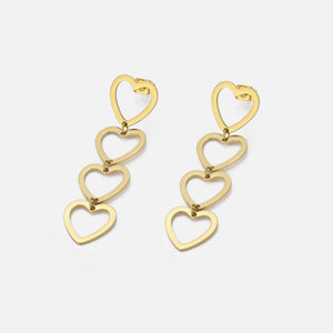 Ohrringe Vier hängende Herzen Gold Ohrringe Vier hängende Herzen Gold
