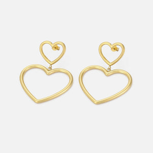 Ohrringe zwei hängenden Herzen Gold Ohrringe zwei hängenden Herzen Gold