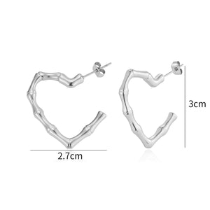 Ohrrstecker Bambus Herz Silber Ohrrstecker Bambus Herz Silber