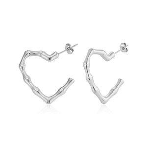 Ohrrstecker Bambus Herz Silber Ohrrstecker Bambus Herz Silber
