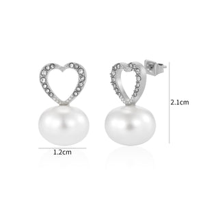 Ohrrstecker Herz Perle Strass Silber Ohrrstecker Herz Perle Strass Silber