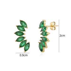 Ohrrstecker mit grünen Kristallen Gold Ohrrstecker mit grünen Kristallen Gold