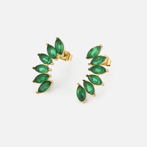 Ohrrstecker mit grünen Kristallen Gold Ohrrstecker mit grünen Kristallen Gold
