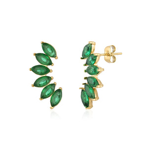 Ohrrstecker mit grünen Kristallen Gold Ohrrstecker mit grünen Kristallen Gold