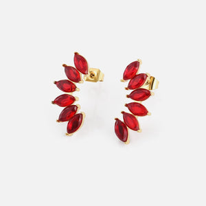 Ohrrstecker mit roten Kristallen Gold Ohrrstecker mit roten Kristallen Gold