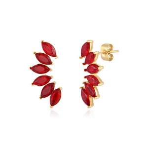 Ohrrstecker mit roten Kristallen Gold Ohrrstecker mit roten Kristallen Gold