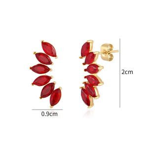 Ohrrstecker mit roten Kristallen Gold Ohrrstecker mit roten Kristallen Gold