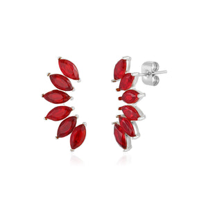 Ohrrstecker mit roten Kristallen Silber Ohrrstecker mit roten Kristallen Silber
