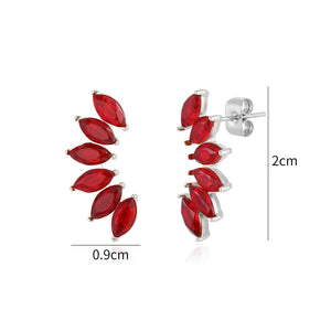 Ohrrstecker mit roten Kristallen Silber Ohrrstecker mit roten Kristallen Silber