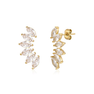 Ohrrstecker mit weißen Kristallen Gold Ohrrstecker mit weißen Kristallen Gold