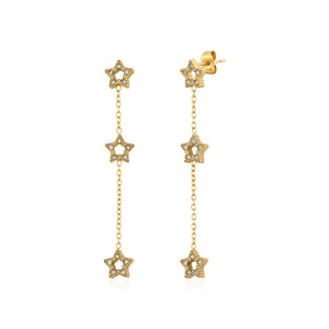 Ohrstecker drei hängende Sterne Gold Ohrstecker drei hängende Sterne Gold
