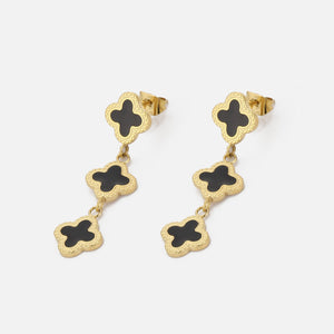 Ohrstecker drei Kleeblättern Gold/schwarz Ohrstecker drei Kleeblättern Gold/schwarz