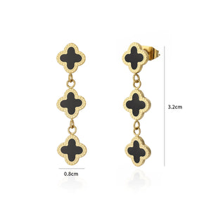 Ohrstecker drei Kleeblättern Gold/schwarz Ohrstecker drei Kleeblättern Gold/schwarz