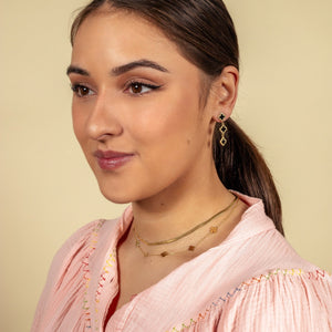 Ohrstecker drei Kleeblättern Gold/schwarz Ohrstecker drei Kleeblättern Gold/schwarz