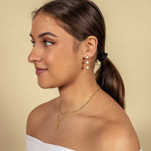 Ohrstecker drei Kleeblättern Gold/weiß Ohrstecker drei Kleeblättern Gold/weiß