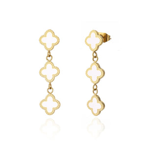 Ohrstecker drei Kleeblättern Gold/weiß Ohrstecker drei Kleeblättern Gold/weiß