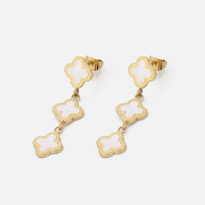 Ohrstecker drei Kleeblättern Gold/weiß Ohrstecker drei Kleeblättern Gold/weiß