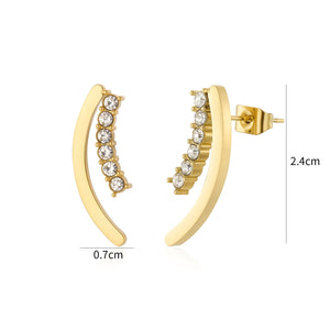 Ohrstecker gebogen mit Steinchen Gold Ohrstecker gebogen mit Steinchen Gold