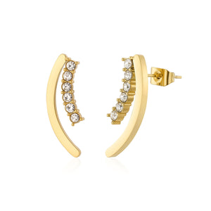 Ohrstecker gebogen mit Steinchen Gold Ohrstecker gebogen mit Steinchen Gold