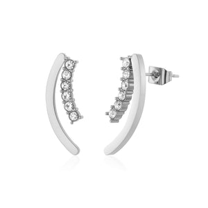 Ohrstecker gebogen mit Steinchen Silber Ohrstecker gebogen mit Steinchen Silber