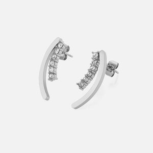 Ohrstecker gebogen mit Steinchen Silber Ohrstecker gebogen mit Steinchen Silber