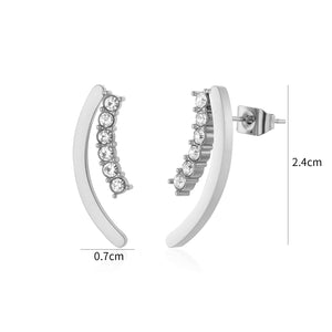 Ohrstecker gebogen mit Steinchen Silber Ohrstecker gebogen mit Steinchen Silber