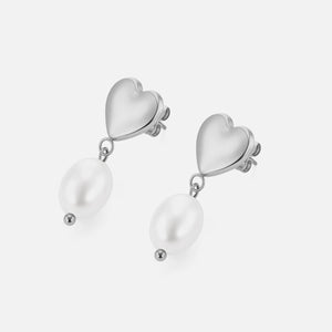 Ohrstecker Herz mit Perle Silber Ohrstecker Herz mit Perle Silber