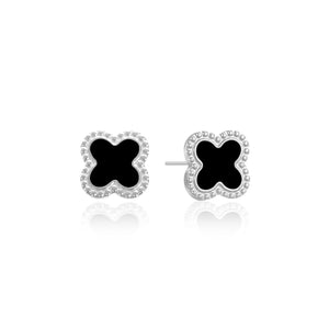 Ohrstecker Kleeblatt Silber/schwarz Ohrstecker Kleeblatt Silber/schwarz