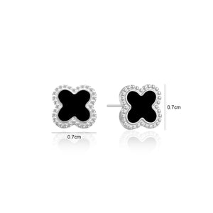 Ohrstecker Kleeblatt Silber/schwarz Ohrstecker Kleeblatt Silber/schwarz