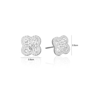 Ohrstecker Kleeblatt Strass Silber Ohrstecker Kleeblatt Strass Silber