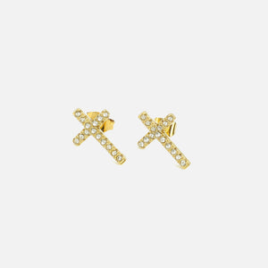 Ohrstecker Kreuz Strass Gold Ohrstecker Kreuz Strass Gold