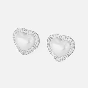 Ohrstecker Perle Herz Silber Ohrstecker Perle Herz Silber