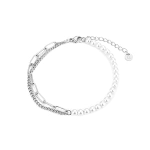 Perlenarmband zweifarbig Silber Perlenarmband zweifarbig Silber