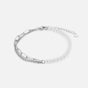 Perlenarmband zweifarbig Silber Perlenarmband zweifarbig Silber