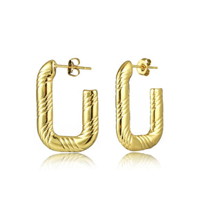 Rechteckige Ohrringe mit Muster Gold Rechteckige Ohrringe mit Muster Gold