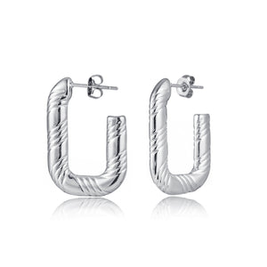 Rechteckige Ohrringe mit Muster Silber Rechteckige Ohrringe mit Muster Silber