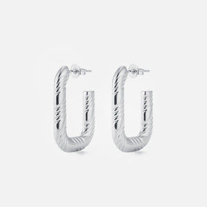 Rechteckige Ohrringe mit Muster Silber Rechteckige Ohrringe mit Muster Silber