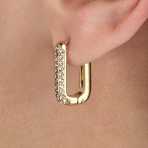 Rechteckige Ohrringe mit Steinchen Gold/weiß Rechteckige Ohrringe mit Steinchen Gold/weiß