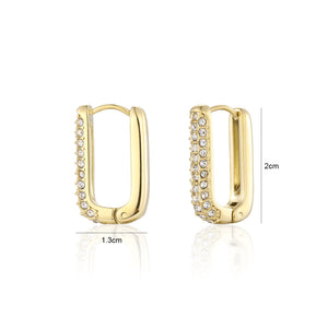 Rechteckige Ohrringe mit Steinchen Gold/weiß Rechteckige Ohrringe mit Steinchen Gold/weiß