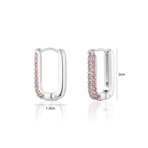Rechteckige Ohrringe mit Steinchen Silber/rosa Rechteckige Ohrringe mit Steinchen Silber/rosa