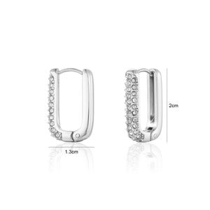 Rechteckige Ohrringe mit Steinchen Silber/weiß Rechteckige Ohrringe mit Steinchen Silber/weiß